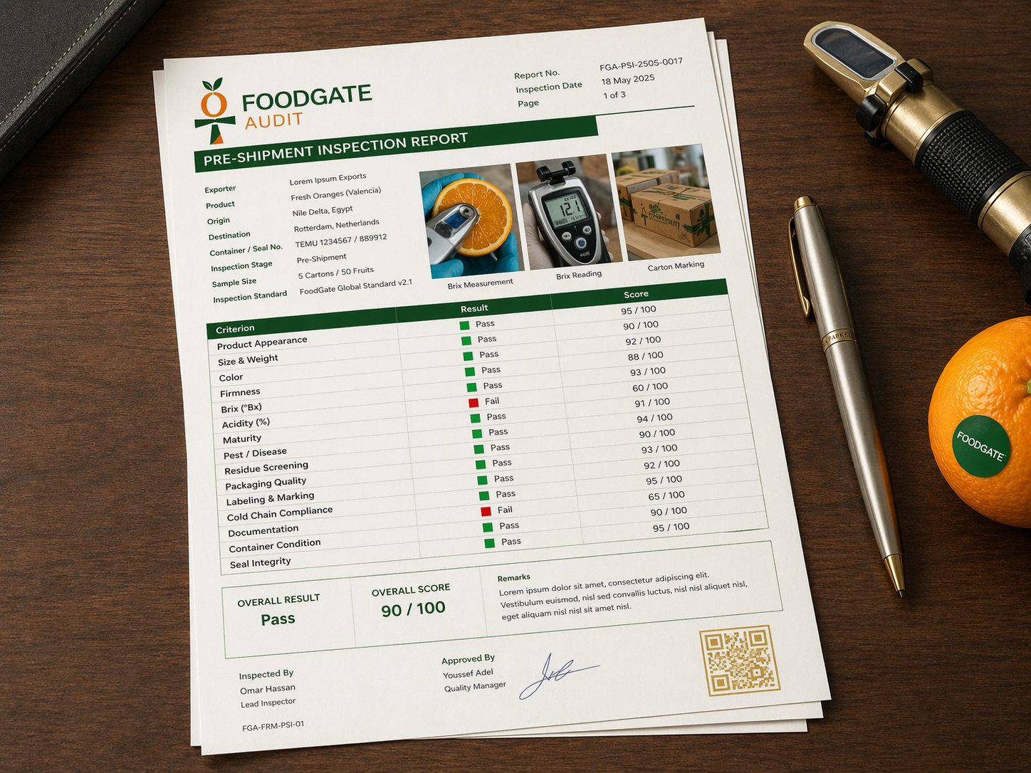 Sample FoodGate inspection report